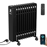 Jaxguom Ölradiator 2500 watt, Ölradiator Energiesparend,mit 11 Rippen 3 Heizstufen,Thermostat,WiFi App & Fernbedienung,Digitalem Display,Radiator Heizung Elektrisch Überhitzungsschutz,Schwarz