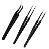 3 Praezisions Pinzette Set, Gebogener Spitze Pinzette, Modellbau Pinzettenwerkzeug aus Edelstahl Spitz Pinzette für Computer Elektronische Reparaturen Schmuck Präzisionsarbeit Laborarbeit Schönheit