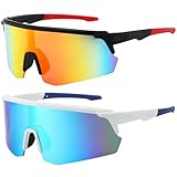 Virtue Yun Schnelle Brille, Sportbrille Damen, Fahrradbrille, Schnelle Brille Herren, Winddicht UV 400 Rennradhelm, Sportbrille für MTB Rennrad Radfahren Biking 2 Stück