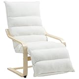 HOMCOM Relaxsessel, Loungesessel gepolstert Sessel mit verstellbarem Fußteil, Sherpa-Fleece für Wohnzimmer Schwingstuhl mit Armlehne, Lesesessel Weiß
