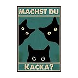 Yiruhe “Machst du Kacka? Witziges Schwarze Katze Schild - Lustige Badezimmer Wanddekoration, 30x20cm (DE 2338)