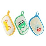 OSOLADY 3 Stück Teiliges mit Niedlichen Cartoon motiven Weiches Umweltfreundliches Material Sanfter Waschlappen für Neugeborenen bis Kleinkindern Vielseitig als Bade Strandtuch Geeignet