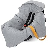 Orangerella Einschlagdecke Babyschale - Ideal für Frühling & Sommer - Babydecke für Kinderwagen Kindersitze oder Buggy - 100% Baumwolle - Kuscheldecke mit Kapuze
