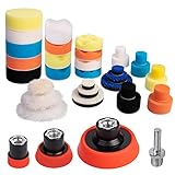 Auspicious 36 Pieces Car Polishing Pad Kit - Polishing Sponge Pads with M14 Drill Adapters,Sponge Wool Polishing Waxing Buffing Pads Kit for Auto Car Polishers,for Car Polishing, Sanding, Waxing