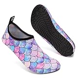 Mabove Badeschuhe Wasserschuhe Schwimmschuhe Damen Strandschuhe Aquaschuhe Barfussschuhe Neopren Surfschuhe(Violett Meerjungfrau,36/37 EU)