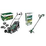 Bosch Akku-Rasenmäher UniversalRotak 2x18V-37-550 & Akku Rasentrimmer EasyGrassCut 18V-26 (ohne Akku, 18 Volt Power for All System, Schnittkreisdurchmesser: 26 cm, im Karton)