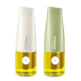YARRAMATE Auto Flip Olivenöl-Spenderflasche für die Küche, 500 ml, schöne Speiseglas-Öl- und Essig-Menage mit Ausgießer, Ölbehälter, Sojasaucenspender (grün und weiß)
