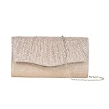 XFSRG Clutch Damen Glitzer Elegant Abendtasche Kleine Envelope Tasche mit Kette für Hochzeit Party Bankett（Gold）