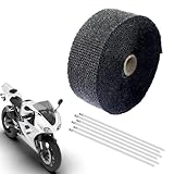 Hitzeschutzband Auspuffband,Hitzeschutzband Basaltfaser Auspuffband,Hitzeschutzband Basaltfaser,5M*2.5CM Hitzeschutzband Auspuff Gelb mit 6 Edelstahl Kabelbinder,Titan Hitzeschutzband aus Basaltfaser