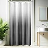 AooHome Duschvorhang 120X200cm Textil, Grau Duschvorhänge 120g/m² Farbverlauf Badvorhang Wasserdicht Waschbar Antischimmel mit 8 Duschvorhangringen(Weiß nach Schwarz)