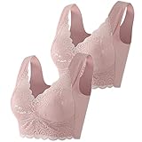 Klassische Spitzen BHS Damen bügellos 2er Pack BH mit Verstellbarem Bustier Komfort Nahtlos BH Set Dirndl BH Damen Push Up Große Größen Balconette Spitze BHS mit Bügel Sexy Bequem Weich Still-BH/BH