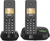 Gigaset PURE 120A Duo - 2 schnurlose Telefone mit Anrufbeantworter - ECO DECT - Anrufschutz - beleuchtetes Display - hörgerätekompatibel, anthrazit schwarz [Kompatibel in DE, IT, FR, NL, BE, Che, AUT]