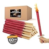 Bolson Wachsfackeln 60 Min (10 Stück) Gartenfackel aus Wachs mit Handschutz & Griff für Kinder & Erwachsene - in Deutschland hergestellte Fackel für Draußen - ideal f. Fackelwanderung, Garten, Outdoor