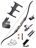 TOPARCHERY Recurve Bogen 62' Bogenschießen Takedown Hunting Recurve Bow für Erwachsene 20-50lbs Holzbogen Longbogen jagdbogen mit Stringer Rechte Hand