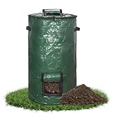 mizikuu Stand up Komposter Garten, 120L Schnellkomposter mit Deckel und Kompost Entnahmefenster Gartenkomposter Composter Kunststoff Behälter Kompostsack Laubsack Gartenabfallsack Thermokomposter