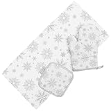 Hemoton 1 Set Weihnachts-Backhandschuhe, Ofenhandschuhe, Topflappen, Schneeflockenmuster für Küchen- und Kochbegeisterte