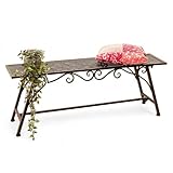 San Marco Gartenbank Wetterfest Metall - 120 cm Sitzbank mit Ornamenten Cucciu XL - Robuste Eisenbank im Antik-Design Ideal für Garten, Terrasse & Balkon