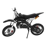 DIFU 49ccm Kinder Pocket Bike Benzin | Mini Pit Bike Motocross 2-Takt Motor Bis zu 60 km/h | Max.100KG | Scheibenbremsen Pocket Cross Bike für Kinder | Hand-Zug-Start Dirtbike (Schwarz)
