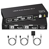 VPFET KVM Switch HDMI 2 Port 4K60Hz KVM Switches für 2 PC 1 Monitor Share Tastatur Maus Drucker KVM HDMI Unterstützung Wire Desktop Controller Inklusive 2 USB 2.0 Kabel