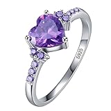 szvbofueck Kern 925 Liebhaber Ringe Lila Rosa für Damen Eternity-Stapelring Ring Geburtstag Geschenk für Sie Zirkonia Schmuck Sternbild Stapel Silber Ringe Damen (Lila)