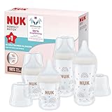NUK Perfect Match Babyflaschenset | Ab 3 Monate | Passt sich dem Baby an | Temperature Control | Anti-Colic | 150 ml und 260 ml | BPA-frei | Silikontrinksauger | Regenbogen | 4 Stück