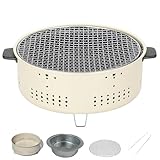 HAEUYA Holzkohlegrill, 12,2 x 5,5 Zoll, tragbarer Holzkohlegrill, Kleiner Holzkohlegrill mit Griff und Fuß for 5–10 Personen, Abnehmbarer, waschbarer tragbarer Holzkohlegrill for Grill, Teekessel
