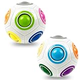 EACHHAHA 2 Stück Original-Regenbogenball Set,Magic Rainbow Ball,Geschicklichkeitsspiel für Kinder und Erwachsene,Entwicklungsspielzeug für Mädchen & Jungen,3D Puzzle & Raumdenken fördern-Weiß