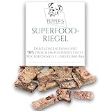 Superfood-Riegel von Pepper’s Manufaktur – Hundeleckerli mit 70 % Hühnerfleisch, Quinoa & Kurkuma – Getreidefreie Belohnung mit Superfoods & natürlichen Vitaminen (100g)