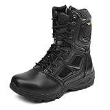 IODSON JR-631 8‘’ Leicht kampfstiefel springerstiefel einsatzstiefel herren&damen mit seitlichen Reißverschlüssen Schwarz 40 EU