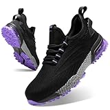 SPIEZ Sicherheitsschuhe Damen Leicht rutschfest Arbeitsschuhe für Damen Sicherheitsschuhe Mit Dämpfung für Arbeit und Alltag Schwarz Lila EU 41