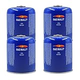 Gas Bullet ® Schraubkartusche 450g passend für Gaskocher, Gasgrills (speziell für Weber) und alle Geräte mit 7/16“ Gewinde | Ideal für Camping/Outdoor/Notfälle (4 Kartuschen)