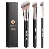 TEOYALL Foundation Kontur Conceal Pinsel Set, 3PCS Angewinkelte Synthetische Kabuki Pinsel zum Mischen, Festlegen und Auftragen von flüssigen, Cremes und Puder-Kosmetika
