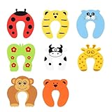 16 Stück Türstopper Klinke, Klemmschutz für Türen, Kindersicherung mit 8 Tierdesigns, Tür Klemmschutz aus Schaumstoff, Für Kinderzimmer und Haustiere, 9.8 x 3.5 cm