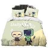 Lzrong Dandy's World Bettwäsche Anime 3-Teilig Set, Dandy's World Bettbezug Kissenbezug Weich Hautfreundlich mit Reißverschluss für Doppelbett, Einzelbett, King Size Bett Geschenke
