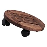 Milisten Mobiler Blumentopf Mit Universalrad Und Rundem Tablett Aus Holz Pflanzenständer Im Freien Anlage Pflanzrollenwagen Bewegliches Blumentopftablett Blumentopf Mit Rad Drinnen Metall