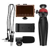Mtlavish tragbares Live -Video - -Kit mit Fill Light Microfon Stativ und Telefonhalter kompakt und leistungsstark ideal für Innen- und Outdoor -Live -Rundfunk- und Videon rotes (Rot)