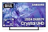 Samsung Crystal UHD 4K DU8579 Fernseher 75 Zoll, Samsung TV mit Dynamic Crystal Color, 4K Upscaling, AirSlim Design, Smart TV, GU75DU8579UXZG, Deutsches Modell [2024]