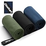 Mikrofaser Handtuch 3er Set (40*80cm): Schnelltrocknend & Kompakte Microfaser Sporthandtuch, für Reisehandtuch, Badetuch, Fitness, Strandtuch und Sport Handtücher (Marineblau + Schwarz + Armeegrün)