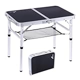 Klappbarer Campingtisch, Sportneer, höhenverstellbar, Kleiner Klapptisch, tragbare Campingtische (59,9 cm L x 39,9 cm B (2 Höhen)) mit Netzschicht für Outdoor