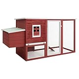 GODFSAHG Hühnerkäfig für draußen,Hühnerstall mit 1 Ei,Käfig aus rotem Holz,Hühnerstall und Auslauf,Hühnerhaus,Geflügelauslauf,Käfig für Hühner,Enten,Kaninchen,Hunde,Stall,Geflüge