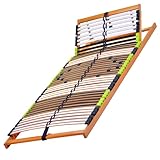 DaMi 7-Zonen Lattenrost Relax KV 100x200cm I mit 6 Härtestufen, Kopfteil verstellbar, Made in Germany, Buche & Birke, 42 Federholzeisten, Lattenrahmen zur Selbstmontage, extrem hochwertig & stabil