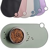ne&no Napfunterlage Silikon | für Katzen und kleine Hunde | Katzennapf Unterlage wasserdicht | Futtermatte rutschfest | Silikonmatte mit Aufhängeschlaufe 49 x 25 cm (sage Green)