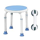 CEEDIR 360°Drehbarer Duschhocker mit Duschhilfe Duschstuhl Höhenverstellbar 36-51cm Badhocker Duschstuhl Duschhilfe Anti-Rutsch Duschsitz Badewannen Haltegriff für Alter, Schwangere
