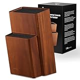 ENOKING Messerblock Aus Akazienholz Mit Abnehmbaren Kunststoffborsten - Universal Messerhalter für die Küchenzeile