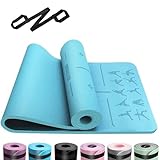 OUTDOUSE Yoga Matte, TPE Yogamatte Rutschfest Hautfreundliche Gymnastikmatte mit Ausrichtungslinien Sportmatte Dicke 6mm, Fitnessmatte Turnmatte Pilates Matte mit Tragegurt 183x61cm