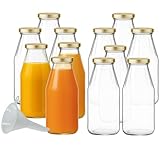 mikken 12 x Glasflasche 500 ml, Flasche mit Schraubverschluss gold inkl. Trichter