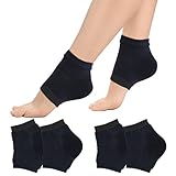 Sibba 2 Paar Gel-Fersensocken weiche feuchtigkeitsspendende Socken zur Behandlung von rissiger Ferse offene Zehensocken Tag-Nacht-Pflege Haut Schönheit Spa trockene harte Füße Männer Frauen (Schwarz)