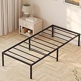 Xbro Bett 90 x 200 cm,Bettgestell 90 x 200 cm Höhe 37 cm mit Stauraum Unter dem Bett,Metallbett Metall Plattform Bettgestell,Leicht zu Montieren und Stabil,Schwarz
