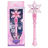 VBESTLIFE Hochwertiger Schneeflockenstab mit Wunderschönen Lichteffekten für , Sicherer ABS-Kunststoff, Weißer Schneestab mit 3*AAA-Batterien, für Bühnenauftritte/Cosplay-Partys (PINK)