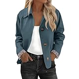 Bomberjacke Damen Cropped Trenchcoat Einreihig Klassischer Revers Kariert Gefüttert Windbreaker Übergangsjacke Mit Taschen Windjacke Leicht Herbstjacke Herbstjacke Mode College Cardigan